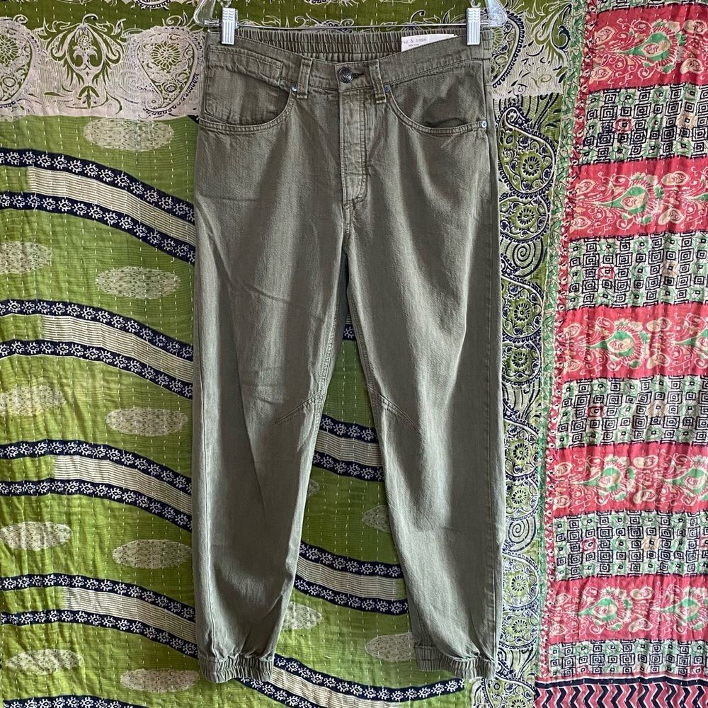 rag & bone Olive Drab Engineered Cotton Boho Jogger Pants Size 27 Best Seller - Picture 2 of 16